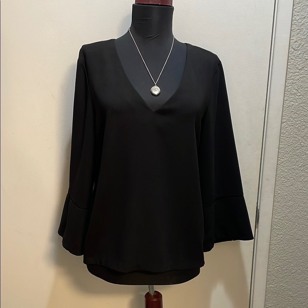 H&M Black Bell Sleeve Blouse with Flowing Silhouette